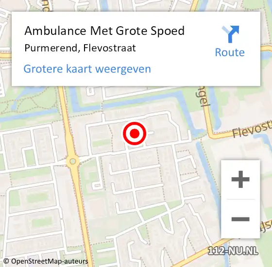 Locatie op kaart van de 112 melding: Ambulance Met Grote Spoed Naar Purmerend, Flevostraat op 17 januari 2018 12:19