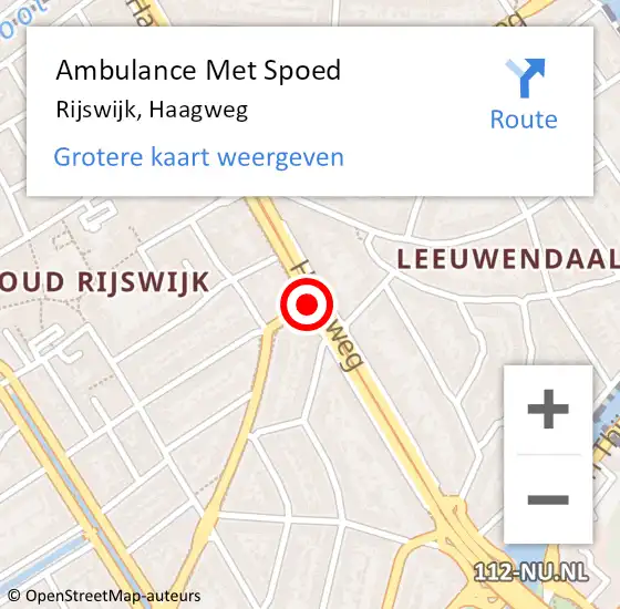 Locatie op kaart van de 112 melding: Ambulance Met Spoed Naar Rijswijk, Haagweg op 17 januari 2018 12:56
