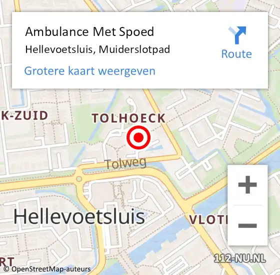 Locatie op kaart van de 112 melding: Ambulance Met Spoed Naar Hellevoetsluis, Muiderslotpad op 17 januari 2018 13:12
