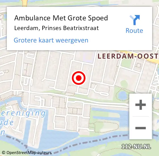 Locatie op kaart van de 112 melding: Ambulance Met Grote Spoed Naar Leerdam, Prinses Beatrixstraat op 17 januari 2018 13:19