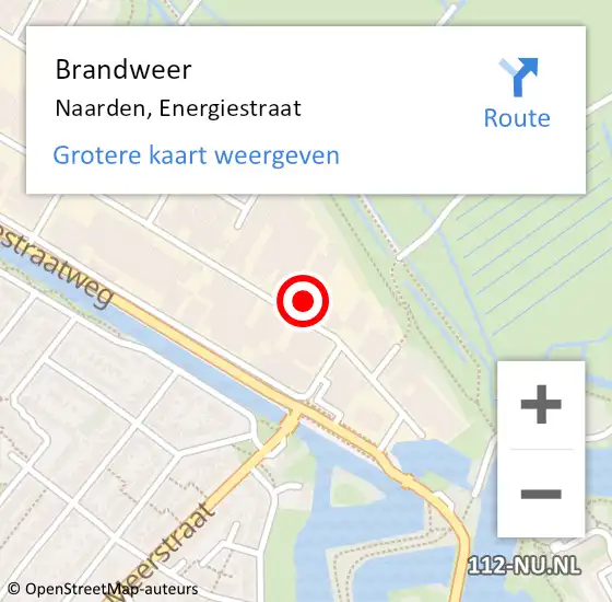 Locatie op kaart van de 112 melding: Brandweer Naarden, Energiestraat op 17 januari 2018 15:58