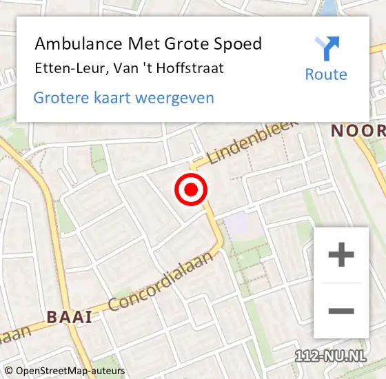 Locatie op kaart van de 112 melding: Ambulance Met Grote Spoed Naar Etten-Leur, Van 't Hoffstraat op 17 januari 2018 16:05
