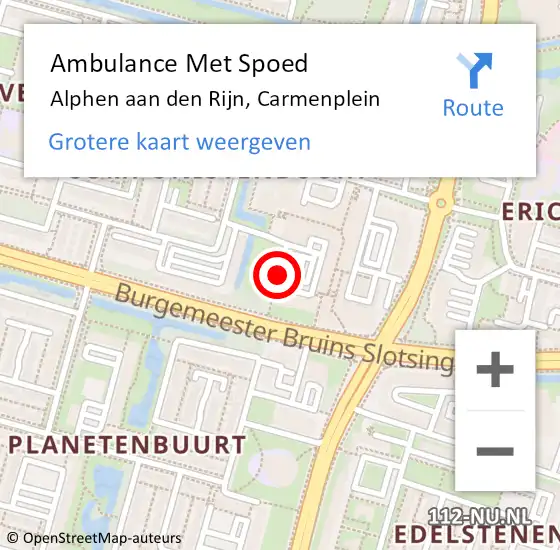 Locatie op kaart van de 112 melding: Ambulance Met Spoed Naar Alphen aan den Rijn, Carmenplein op 17 januari 2018 16:05