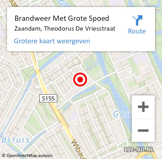 Locatie op kaart van de 112 melding: Brandweer Met Grote Spoed Naar Zaandam, Theodorus De Vriesstraat op 17 januari 2018 16:07