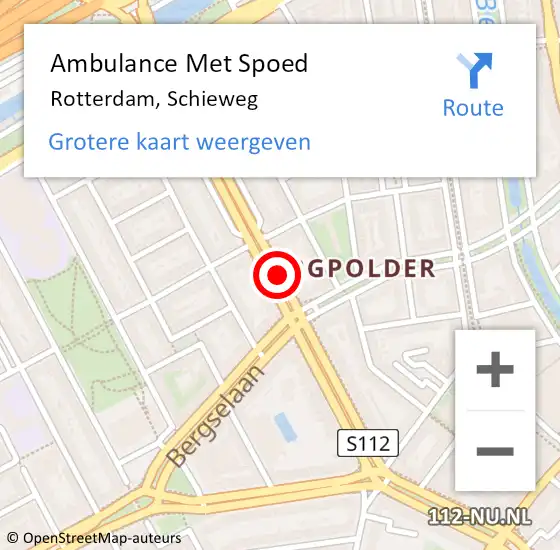 Locatie op kaart van de 112 melding: Ambulance Met Spoed Naar Rotterdam, Schieweg op 17 januari 2018 16:07