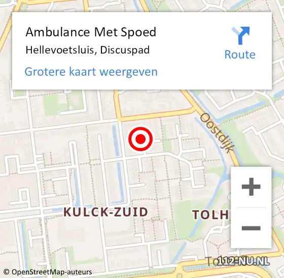Locatie op kaart van de 112 melding: Ambulance Met Spoed Naar Hellevoetsluis, Discuspad op 17 januari 2018 20:28