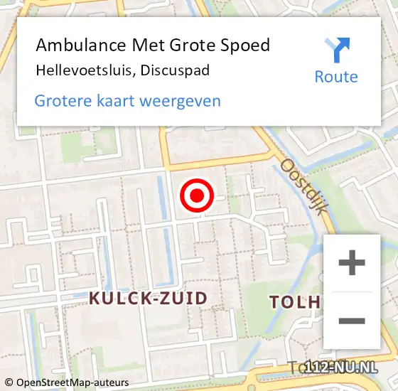 Locatie op kaart van de 112 melding: Ambulance Met Grote Spoed Naar Hellevoetsluis, Discuspad op 17 januari 2018 20:35