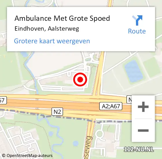 Locatie op kaart van de 112 melding: Ambulance Met Grote Spoed Naar Eindhoven, Aalsterweg op 17 januari 2018 21:11