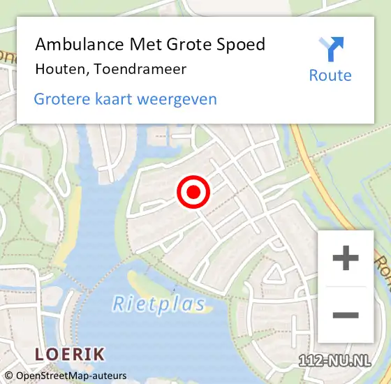 Locatie op kaart van de 112 melding: Ambulance Met Grote Spoed Naar Houten, Toendrameer op 18 januari 2018 01:15