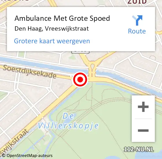 Locatie op kaart van de 112 melding: Ambulance Met Grote Spoed Naar Den Haag, Vreeswijkstraat op 18 januari 2018 02:53