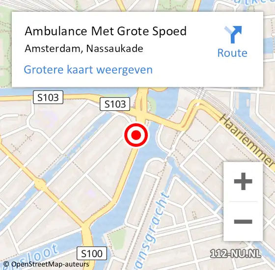 Locatie op kaart van de 112 melding: Ambulance Met Grote Spoed Naar Amsterdam, Nassaukade op 18 januari 2018 04:48