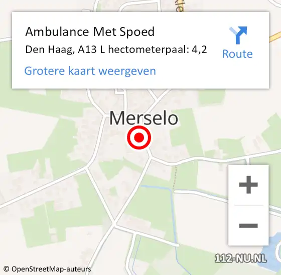 Locatie op kaart van de 112 melding: Ambulance Met Spoed Naar Den Haag, A13 L hectometerpaal: 4,2 op 18 januari 2018 08:06