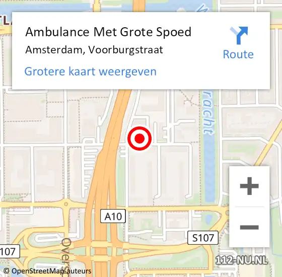 Locatie op kaart van de 112 melding: Ambulance Met Grote Spoed Naar Amsterdam, Voorburgstraat op 18 januari 2018 08:17