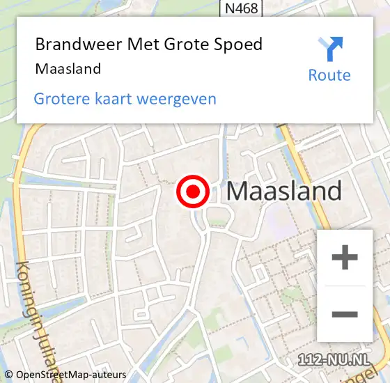 Locatie op kaart van de 112 melding: Brandweer Met Grote Spoed Naar Maasland op 18 januari 2018 08:56