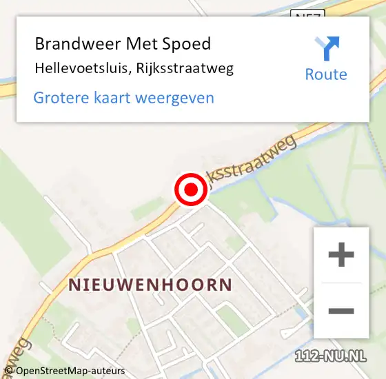 Locatie op kaart van de 112 melding: Brandweer Met Spoed Naar Hellevoetsluis, Rijksstraatweg op 18 januari 2018 09:03