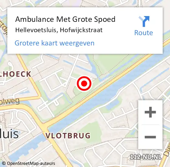 Locatie op kaart van de 112 melding: Ambulance Met Grote Spoed Naar Hellevoetsluis, Hofwijckstraat op 18 januari 2018 09:05