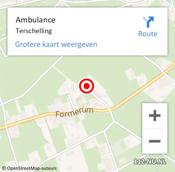 Locatie op kaart van de 112 melding: Ambulance Terschelling, Voor '. Voormalig klein Poortje op 13 februari 2014 13:04