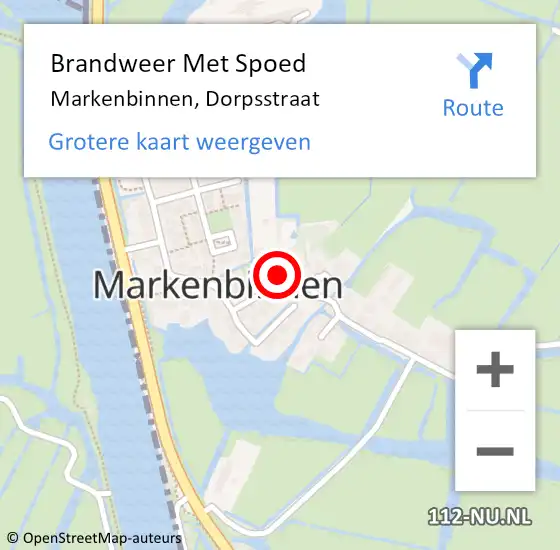 Locatie op kaart van de 112 melding: Brandweer Met Spoed Naar Markenbinnen, Dorpsstraat op 18 januari 2018 09:47