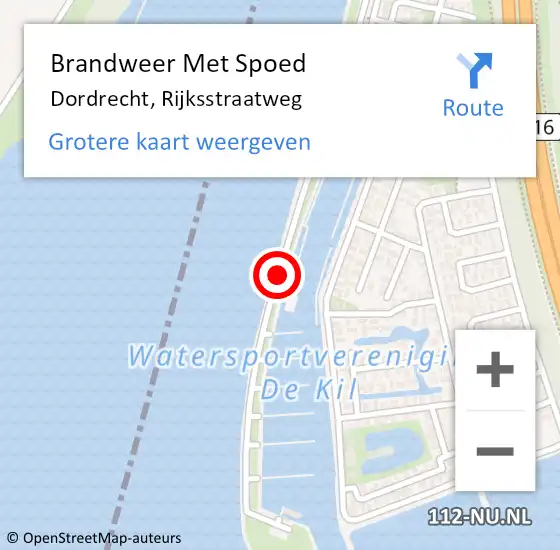 Locatie op kaart van de 112 melding: Brandweer Met Spoed Naar Dordrecht, Rijksstraatweg op 18 januari 2018 09:48