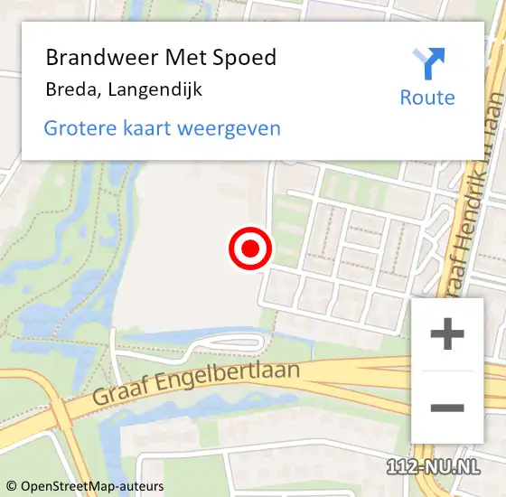 Locatie op kaart van de 112 melding: Brandweer Met Spoed Naar Breda, Langendijk op 18 januari 2018 10:09