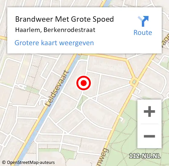 Locatie op kaart van de 112 melding: Brandweer Met Grote Spoed Naar Haarlem, Berkenrodestraat op 18 januari 2018 10:14