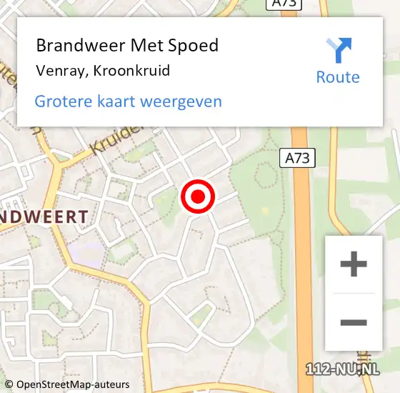Locatie op kaart van de 112 melding: Brandweer Met Spoed Naar Venray, Kroonkruid op 18 januari 2018 10:20