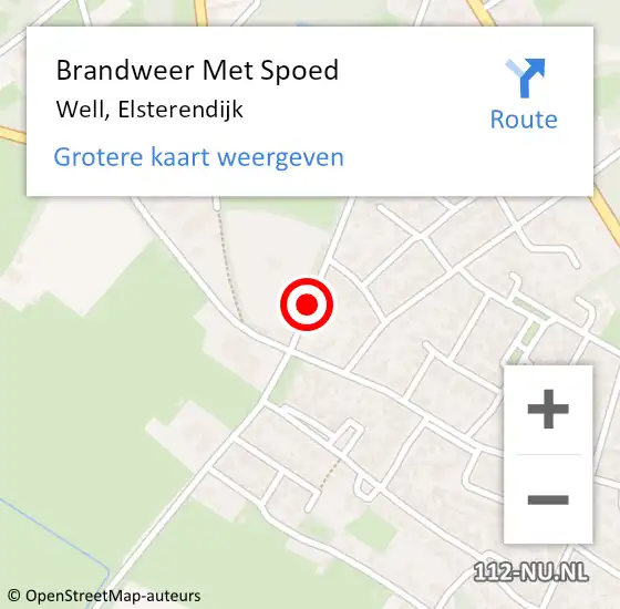 Locatie op kaart van de 112 melding: Brandweer Met Spoed Naar Well, Elsterendijk op 18 januari 2018 10:32