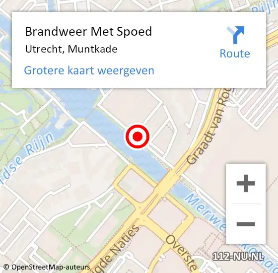Locatie op kaart van de 112 melding: Brandweer Met Spoed Naar Utrecht, Muntkade op 18 januari 2018 11:16