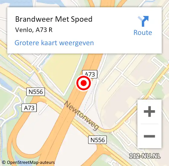 Locatie op kaart van de 112 melding: Brandweer Met Spoed Naar Venlo, A73 L op 18 januari 2018 11:21