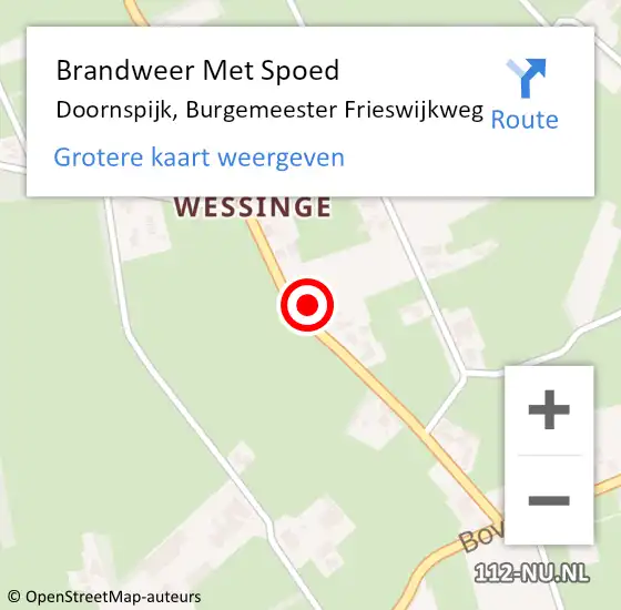 Locatie op kaart van de 112 melding: Brandweer Met Spoed Naar Doornspijk, Burgemeester Frieswijkweg op 18 januari 2018 11:28