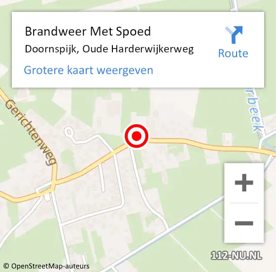 Locatie op kaart van de 112 melding: Brandweer Met Spoed Naar Doornspijk, Oude Harderwijkerweg op 18 januari 2018 11:37