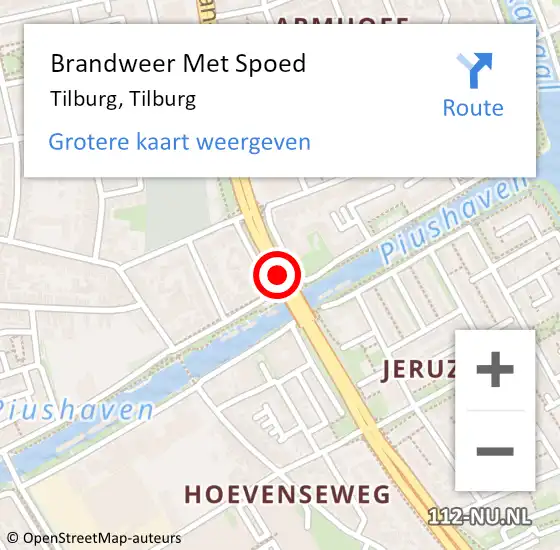Locatie op kaart van de 112 melding: Brandweer Met Spoed Naar Tilburg, Burg van Meursstraat op 18 januari 2018 11:39