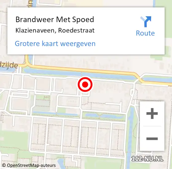 Locatie op kaart van de 112 melding: Brandweer Met Spoed Naar Klazienaveen, Roedestraat op 18 januari 2018 11:45