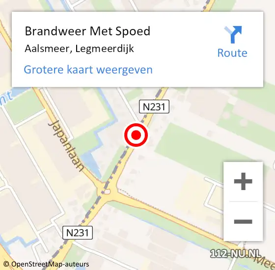 Locatie op kaart van de 112 melding: Brandweer Met Spoed Naar Aalsmeer, Legmeerdijk op 18 januari 2018 12:01