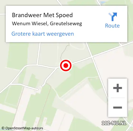 Locatie op kaart van de 112 melding: Brandweer Met Spoed Naar Wenum Wiesel, Greutelseweg op 18 januari 2018 12:03