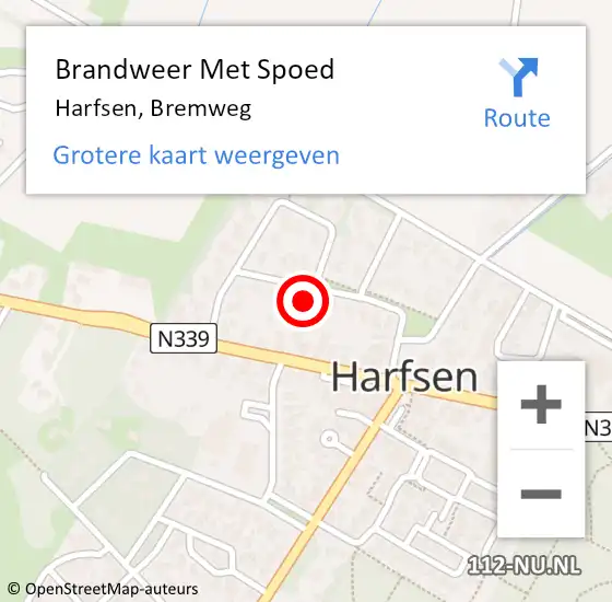 Locatie op kaart van de 112 melding: Brandweer Met Spoed Naar Harfsen, Bremweg op 18 januari 2018 12:09