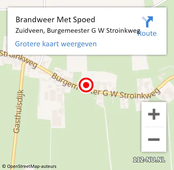 Locatie op kaart van de 112 melding: Brandweer Met Spoed Naar Zuidveen, Burgemeester G W Stroinkweg op 18 januari 2018 12:17