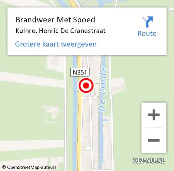 Locatie op kaart van de 112 melding: Brandweer Met Spoed Naar Kuinre, Henric De Cranestraat op 18 januari 2018 12:21