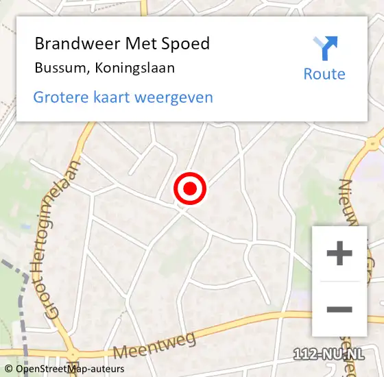 Locatie op kaart van de 112 melding: Brandweer Met Spoed Naar Bussum, Koningslaan op 18 januari 2018 12:36
