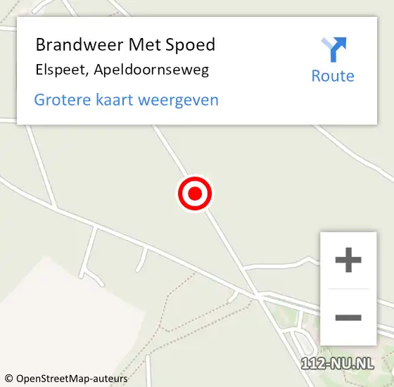 Locatie op kaart van de 112 melding: Brandweer Met Spoed Naar Elspeet, Apeldoornseweg op 18 januari 2018 14:21
