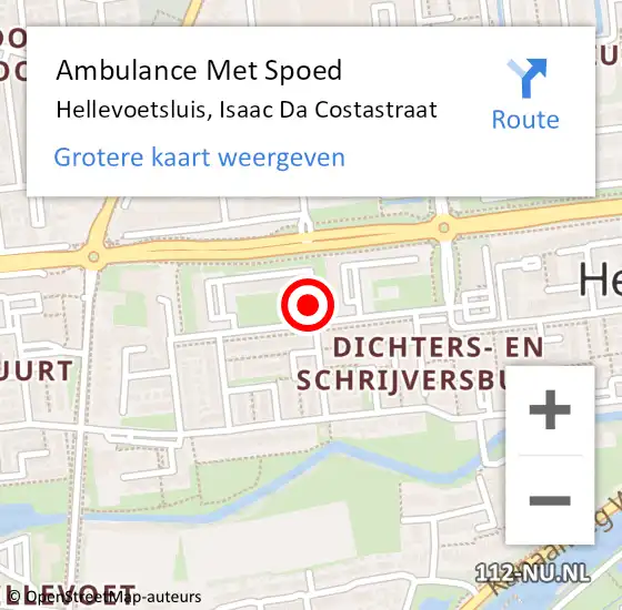 Locatie op kaart van de 112 melding: Ambulance Met Spoed Naar Hellevoetsluis, Isaac Da Costastraat op 18 januari 2018 15:14