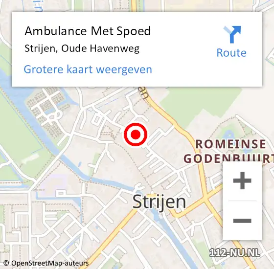 Locatie op kaart van de 112 melding: Ambulance Met Spoed Naar Strijen, Oude Havenweg op 18 januari 2018 15:35