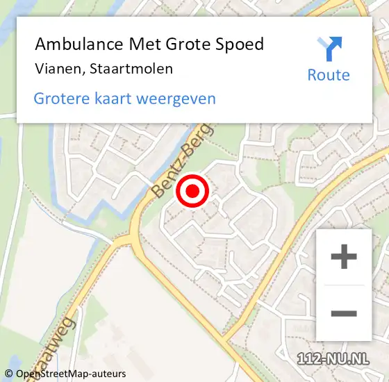Locatie op kaart van de 112 melding: Ambulance Met Grote Spoed Naar Vianen, Staartmolen op 18 januari 2018 16:09