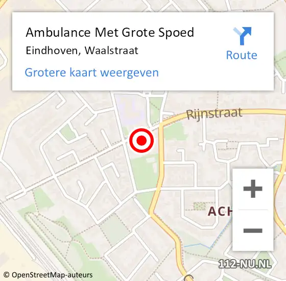 Locatie op kaart van de 112 melding: Ambulance Met Grote Spoed Naar Eindhoven, Waalstraat op 18 januari 2018 17:19