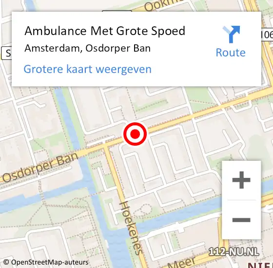Locatie op kaart van de 112 melding: Ambulance Met Grote Spoed Naar Amsterdam, Osdorper Ban op 18 januari 2018 17:42