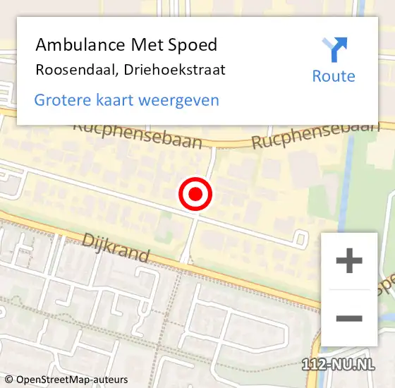 Locatie op kaart van de 112 melding: Ambulance Met Spoed Naar Roosendaal, Driehoekstraat op 18 januari 2018 19:33