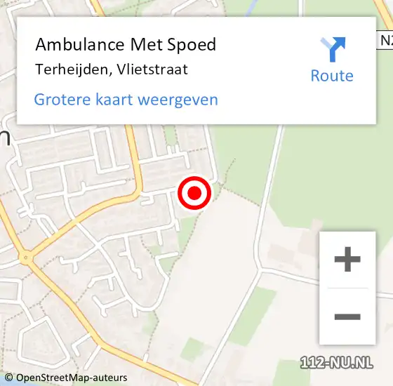 Locatie op kaart van de 112 melding: Ambulance Met Spoed Naar Terheijden, Vlietstraat op 18 januari 2018 20:49