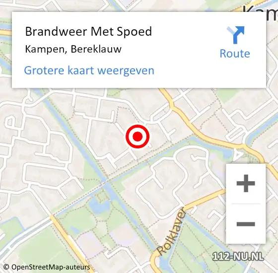 Locatie op kaart van de 112 melding: Brandweer Met Spoed Naar Kampen, Bereklauw op 18 januari 2018 22:04