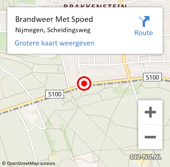 Locatie op kaart van de 112 melding: Brandweer Met Spoed Naar Nijmegen, Scheidingsweg op 18 januari 2018 22:13