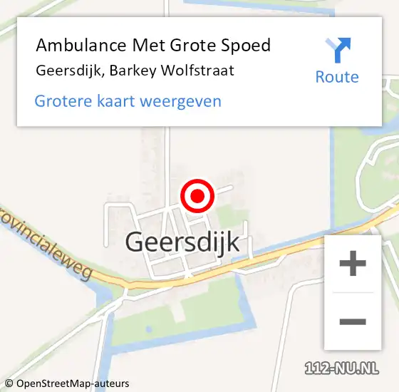 Locatie op kaart van de 112 melding: Ambulance Met Grote Spoed Naar Geersdijk, Barkey Wolfstraat op 18 januari 2018 22:37